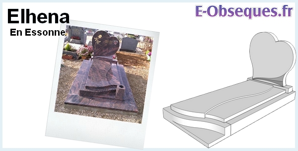Pierre tombale Elhena Himalaya avec semelle granit 149cms x 247