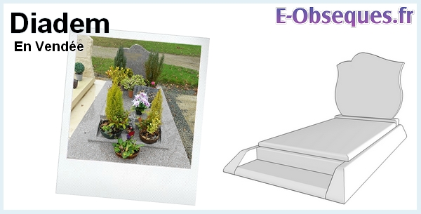 Pierre tombale Diadem Rose lilas avec une semelle granit 1.45m x 2.55m