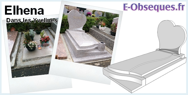 Pierre tombale  Modele Elhena granit rose lilas en pente avec sa semelle 